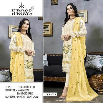 KROSS KULTURE KK 17 FOUX GEORGETTE EMBROIDERY PAKISTANI SUITS WHOLESALE