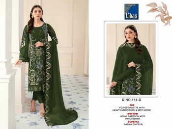 LIBAS 114 SERIES FOUX GEORGETTE PAKISTANI SALWAR SUITS CATALOGUE