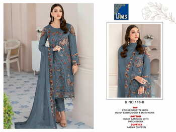 LIBAS 118 SERIES FOUX GEORGETTE PAKISTANI SALWAR SUITS NEW CATALOGUE