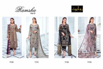 RAWAYAT RAMSHA VOL 5 FOUX GEORGETTE PAKISTANI SUITS