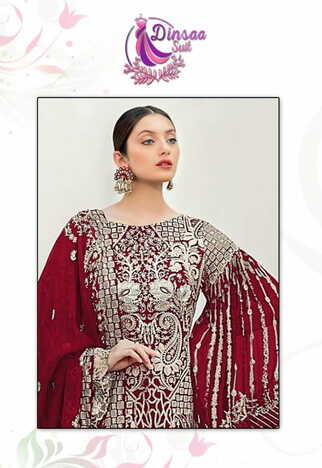 DINSAA SUIT DS 115 FOUX GEORGETTE PAKISTANI SUITS WHOLESALE