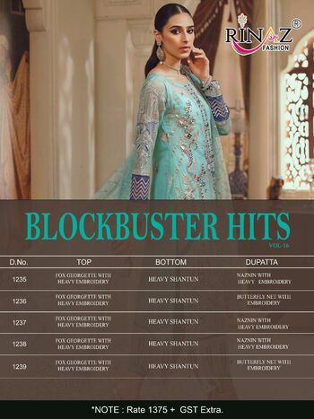 RINAZ FASHION BLOCK BUSTER VOL 16 PAKISTANI SUITS WHOLESALER SURAT