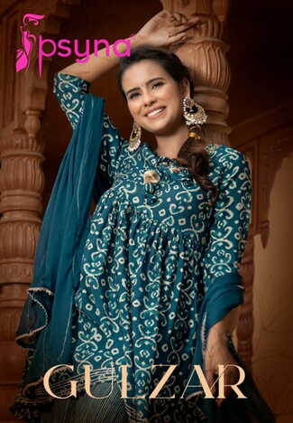 PSYNA GULZAR CHANDERI TOP WITH PEPLUM PANT DUPATTA SET