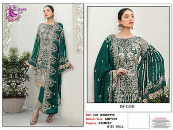 DINSAA SUIT DS 115 FOUX GEORGETTE PAKISTANI SUITS WHOLESALE