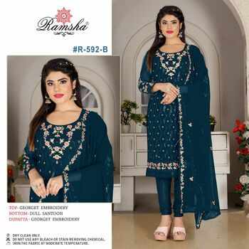 RAMSHA 592 NX GEORGETTE EMBROIDERY SUITS WHOLESALER SURAT