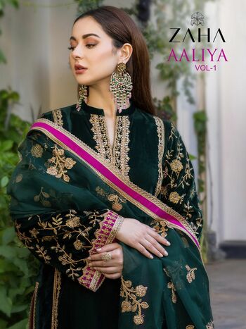 ZAHA AALIYA VOL 1 GEORGETTE EMBROIDERY PAKISTANI SUITS WHOLESALE