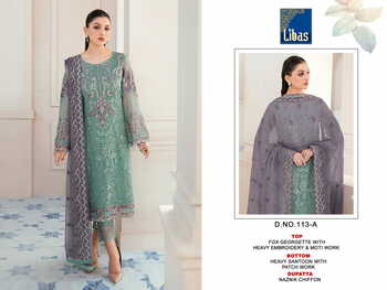 LIBAS 113 SERIES FOUX GEORGETTE PAKISTANI SALWAR SUITS