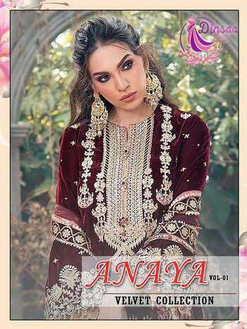 DINSAA SUIT ANAYA VOL 1 VELVET EMBROIDERY SUITS CATALOGUE