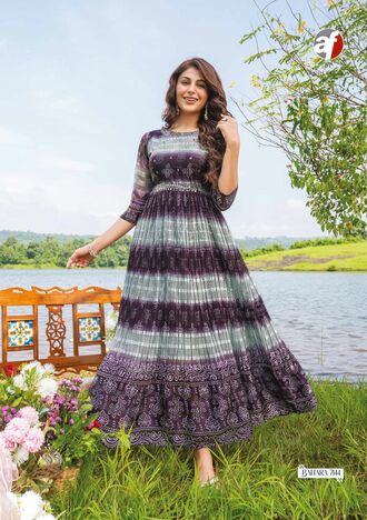 ANJU FABRICS BAHARA DESIGNER HANDWORK KURTI SET WITH BELT LATEST COLLECTION