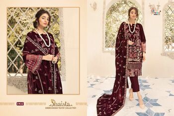 SHREE FABS SHAISTA EMBROIDERED VELVET COLLECTION PAKISTANI SUITS AT WHOLESALE