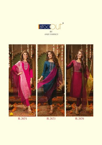 ANJU FABRICS GHUNGHAT VOL 7 VISCOSE HANDWORK KURTI SET LATEST CATALOGUE