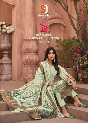 SHRADDHA DESIGNER BIN SAEED LAWN COLLECTION VOL 2 PAKISTANI SUITS CATALOGUE