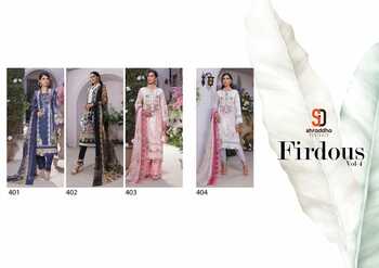 SHRADDHA DESIGNER FIRDOUS VOL 4 LAWN COTTON PRINTED PAKISTANI SUITS