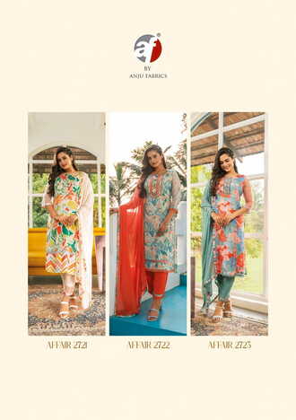 ANJU FABRICS AFFAIR VISCOSE SILK STTICH READYMADE SUIT NEW CATALOGUE