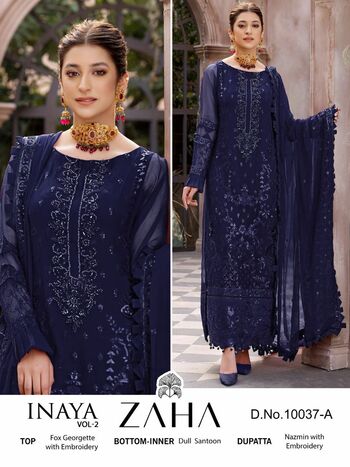 ZAHA INAYA VOL 2 GEORGETTE EMBROIDERY PAKISTANI SUITS CATALOGUE