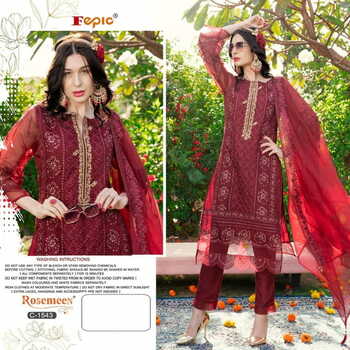 FEPIC ROSEMEEN C 1543 ORGANZA EMBROIDERY PAKISTANI SUITS