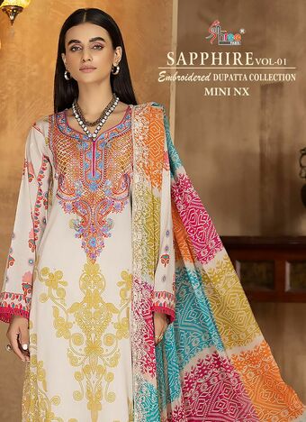 SHREE FABS SAPPHIRE EMBROIDERED DUPATTA COLLECTION VOL 1 MINI NX