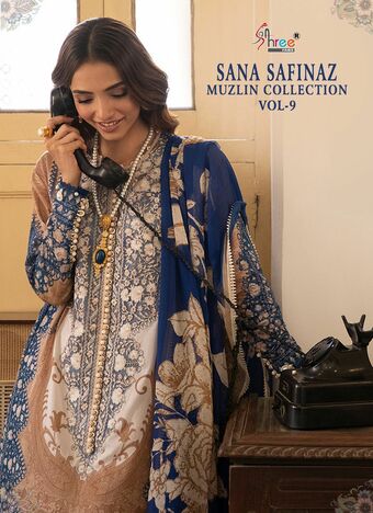 SHREE FABS SANA SAFINAZ MUZLIN COLLECTION VOL 9 2370 TO 2376 SERIES PAKISTANI SUITS