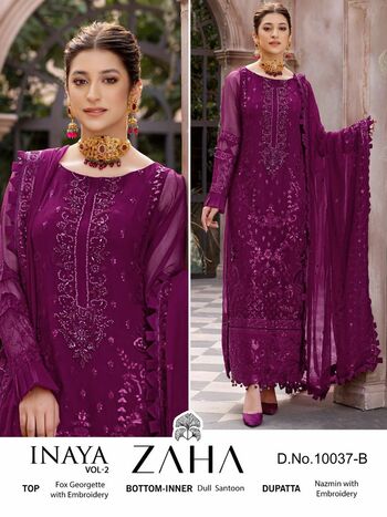 ZAHA INAYA VOL 2 GEORGETTE EMBROIDERY PAKISTANI SUITS CATALOGUE