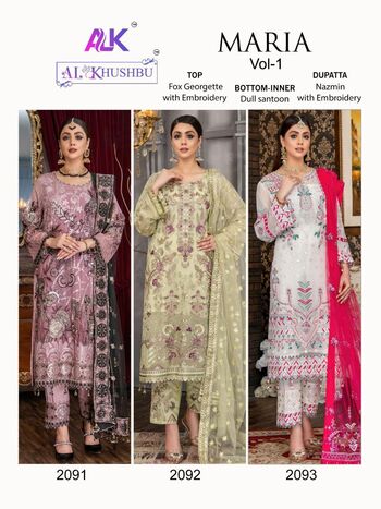 AL KHUSHBU MARIA VOL 1 GEORGETTE PAKISTANI SUITS CATALOGUE