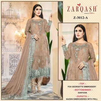 ZARQASH Z 3012 GEORGETTE TOP PANT WITH DUPATTA NEW CATALOGUE