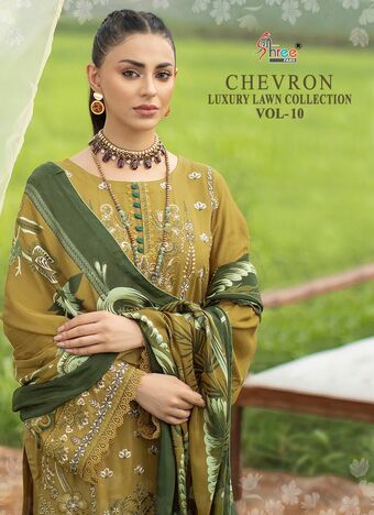 SHREE FABS CHEVRON LUXURY LAWN COLLECTION VOL 10 2462 TO 2468 SERIES PAKISTANI SUITS