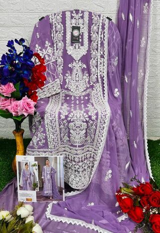 HOOR TEX H 47 GEORGETTE EMBROIDERY PAKISTANI SUITS CATALOGUE