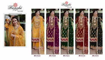 RAMSHA R 412 PAKISTANI SALWAR SUITS LATEST COLLECTION