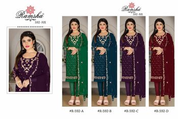 RAMSHA 592 NX GEORGETTE EMBROIDERY SUITS WHOLESALER SURAT