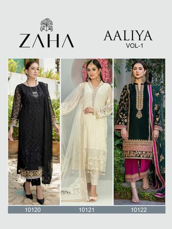 ZAHA AALIYA VOL 1 GEORGETTE EMBROIDERY PAKISTANI SUITS WHOLESALE