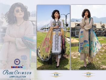 SHANAYA ROSE CRIMSON LAWN COLLECTION PAKISTANI SUITS WHOLESALER