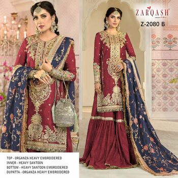 ZARQASH MARIYA B MBROIDERED VOL 2 Z 2080 PAKISTANI SALWAR KAMEEZ CATALOGUE