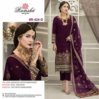 RAMSHA PRESENT R 424 NX GEORGETTE PAKISTANI SALWAR KAMEEZ