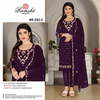 RAMSHA 592 NX GEORGETTE EMBROIDERY SUITS WHOLESALER SURAT