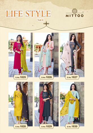 MITTOO LIFE STYLE VOL 4 READYMADE TOP PANT WITH DUPATTA WHOLESALER SURAT