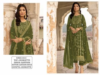 KALEESHA FASHION 144 SERIES GEORGETTE PAKISTANI SUITS NEW CATALOGUE