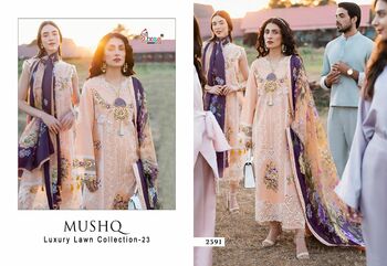 SHREE FABS MUSHQ LUXURY LAWN COLLECTION 23 2590 TO 2595 SERIES PAKISTANI SUITS