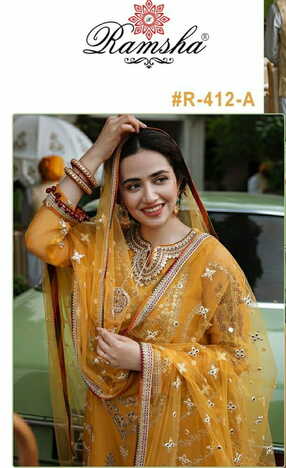 RAMSHA R 412 PAKISTANI SALWAR SUITS LATEST COLLECTION