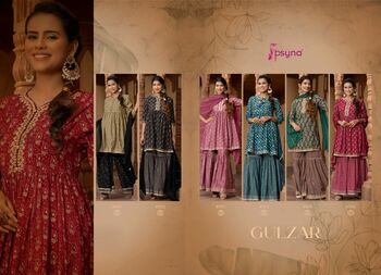 PSYNA GULZAR CHANDERI TOP WITH PEPLUM PANT DUPATTA SET