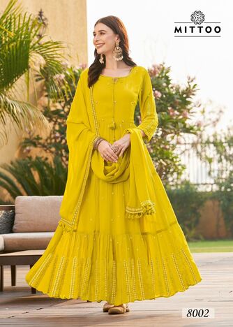 MITTOO KASTURI PURE GEORGETTE GOWN WITH DUPATTA MANUFACTURER SURAT