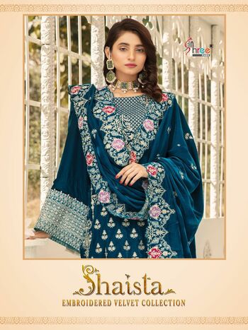 SHREE FABS SHAISTA EMBROIDERED VELVET COLLECTION PAKISTANI SUITS AT WHOLESALE