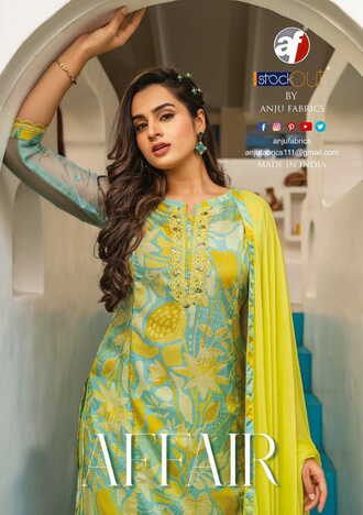 ANJU FABRICS AFFAIR VISCOSE SILK STTICH READYMADE SUIT NEW CATALOGUE