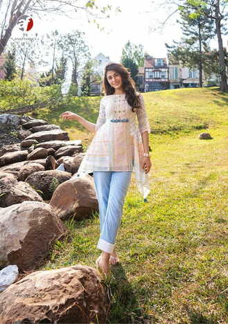 ANJU FABRICS FUSION VOL 3 DESIGNER COTTON TOP WITH PANT CO ORD SET