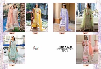 SHREE FABS SOBIA NAZIR LAWN COLLECTION VOL 8 2285 TO 2290 SERIES PAKISTANI SUITS