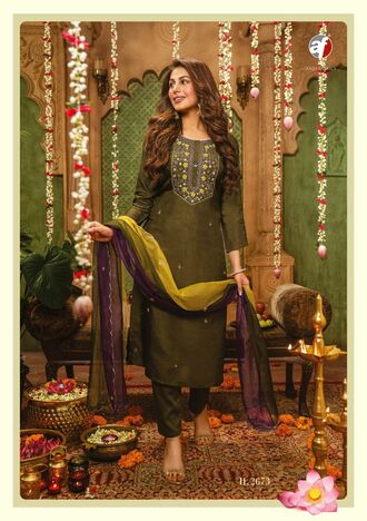 ANJU FABRICS GHUNGHAT VOL 7 VISCOSE HANDWORK KURTI SET LATEST CATALOGUE