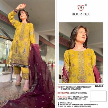 HOOR TEX OR 16 ORGANZA EMBROIDERY PAKISTANI SUITS AT SURAT