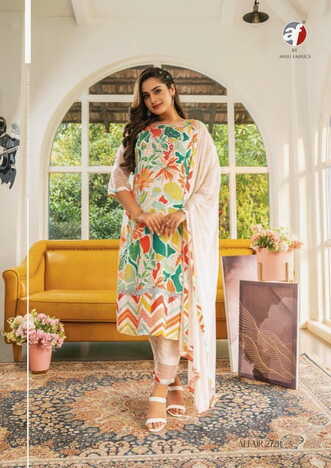 ANJU FABRICS AFFAIR VISCOSE SILK STTICH READYMADE SUIT NEW CATALOGUE