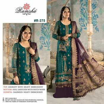 RAMSHA R375 & R376 PAKISTANI SUITS IN SINGLES