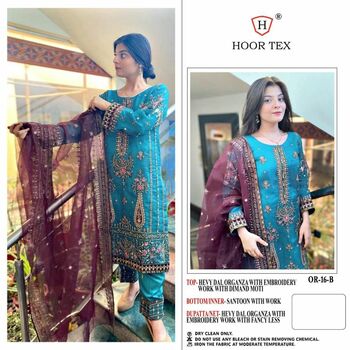 HOOR TEX OR 16 ORGANZA EMBROIDERY PAKISTANI SUITS AT SURAT