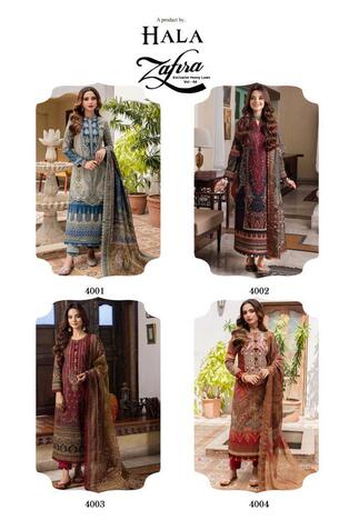 HALA ZAFIRA VOL 4 PURE LAWN KARACHI SUITS SUPPLIER SURAT